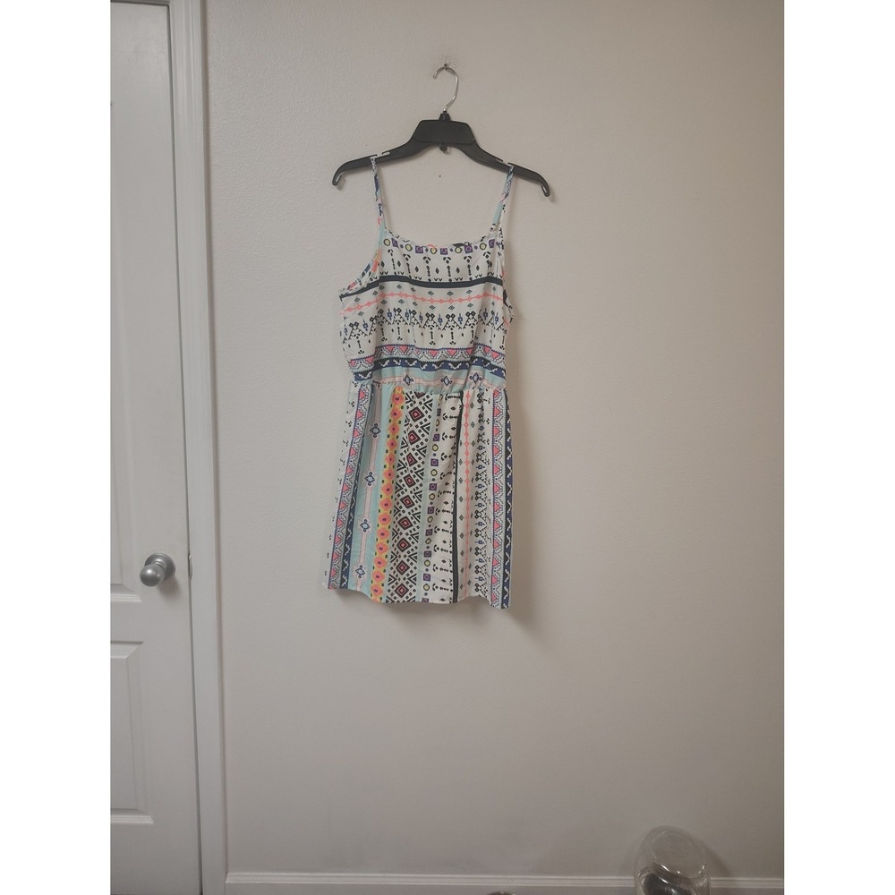 Womens Multi Color Geometric Tribal Print Cutout Back‎ Mini Dress XL